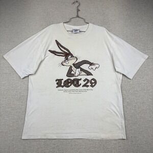 Vintage Lot 29 Bugs Bunny NYC Five Boroughs T-Shirt Mens XXL‎ White Houndstooth